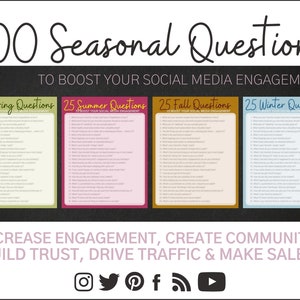 100 Seasonal Questions to Boost Your Social Media Engagement, Social Media Post Ideas, Instagram Post Ideas, Facebook Post Ideas, Content