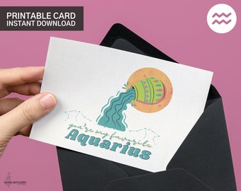 Wassermann Karte druckbare Sternzeichen Astrologie Geburtstag Gruß leer Digital Sofort Download Aqua Sternzeichen Sternbild Geschenk