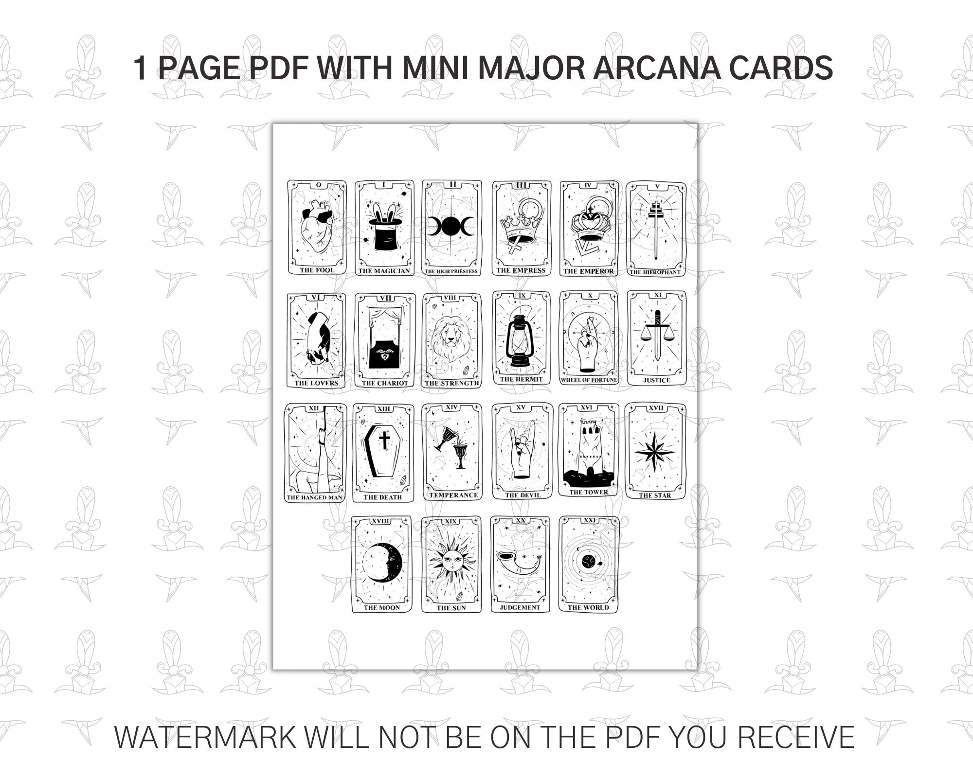 Printable Tarot Card Stickers for Tarot Card Journal Witch | Etsy
