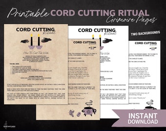 Kordel Schneide Ritual - Druckbare Grimoire Seiten, Buch der Schatten Seiten, Hexerei, Digitales Grimoire, Energie Kordel Schneidezauber, Kerzenmagie