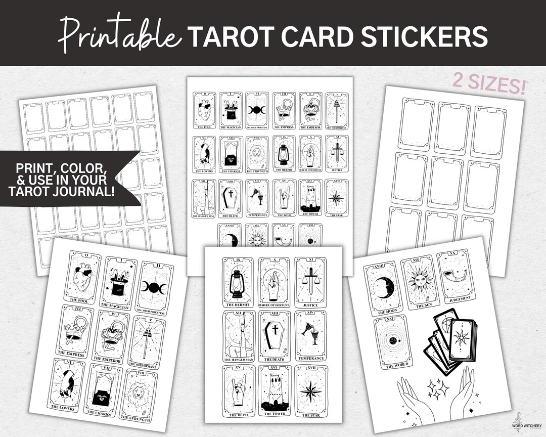 Printable Tarot Card Stickers for Tarot Card Journal Witch Planner ...