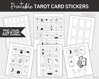 Printable Tarot Card Stickers for Tarot Card Journal Witch Planner Bullet Journal Coloring Page Digital Stickers Tarot Spreads for Beginners