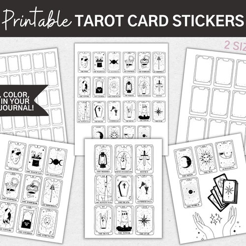Printable Tarot Card Stickers for Tarot Card Journal Witch - Etsy