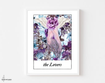 The Lovers - Printable Art Print - Tarot Card Art Print - Tarot Wall Art - Witchy Aesthetic - Witch Art - Watercolor Tarot Cards - Love