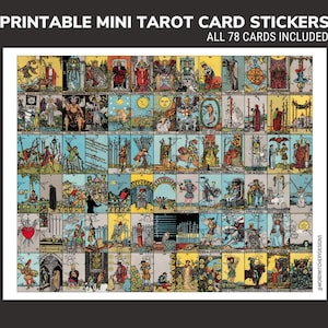 Adesivos de cartas de tarô imprimíveis para diário de cartas de tarô - Witch Planner Bullet Journal Indie Deck Adesivos digitais Tarot Spreads para iniciantes