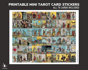 Printable Tarot Card Stickers for Tarot Card Journal - Witch Planner Bullet Journal Indie Deck Digital Stickers Tarot Spreads for Beginners