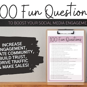 100 Fun Questions to Boost Your Social Media Engagement, Social Media Post Ideas, Instagram Post Ideas, Facebook Post Ideas Planner Calendar