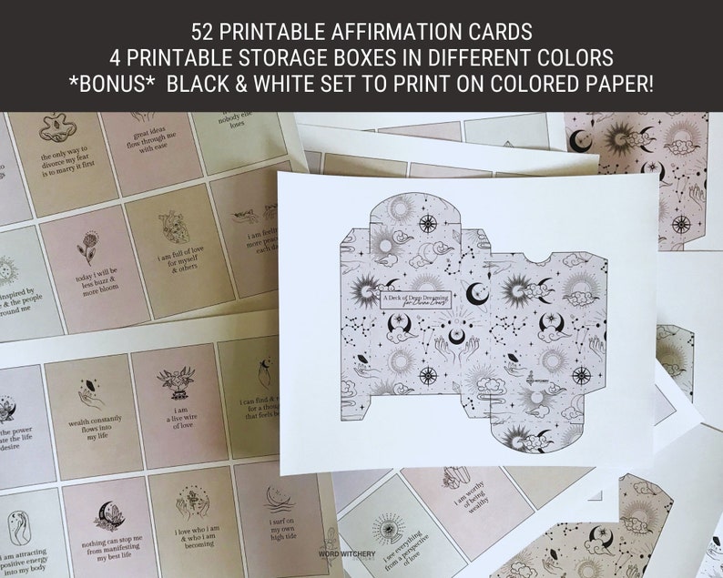 Printable Affirmation Cards A Deck for Deep Dreaming & - Etsy