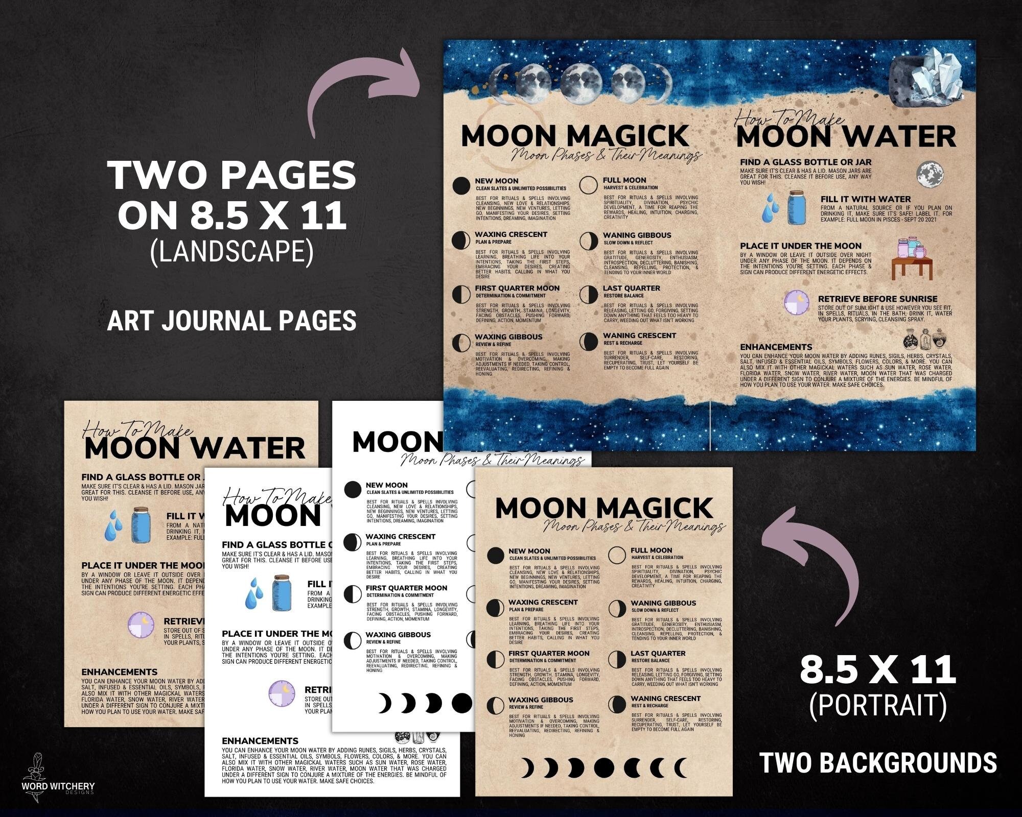 Moon Magick - Printable Grimoire Pages, Book of Shadow Pages ...