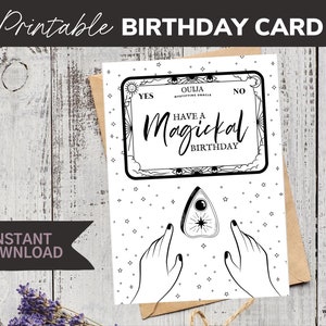 Magickal Birthday Card • Printable Adult Coloring Greeting Card • Birthday Card for Friend • Witchcraft Witchy Astrology Zodiac Witch Magic