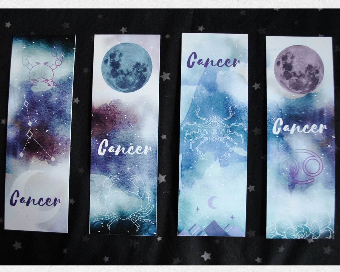 cancer zodiac bookmarks instant download printable etsy
