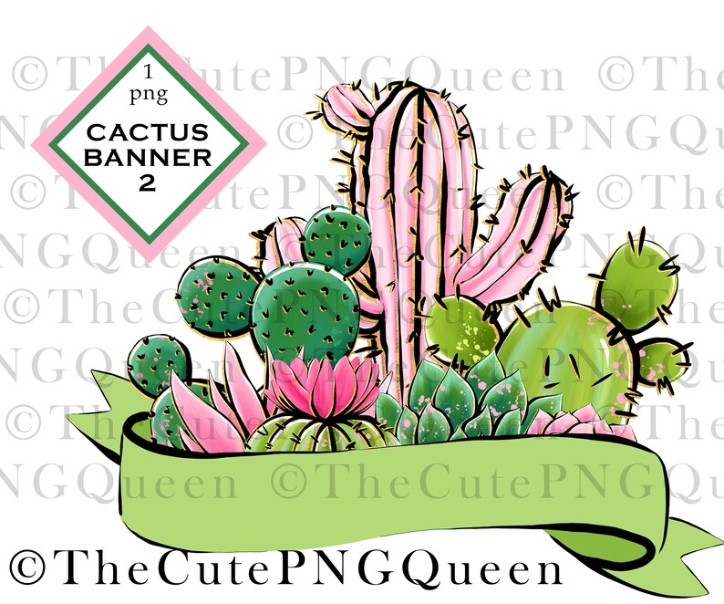 Cute Cactus Banner Sublimation File Banner Clipart Cactus - Etsy