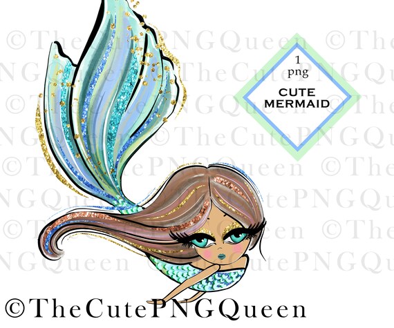 Mermaid Scene Mermaid Clipart Printable Mermaid PNG Instant Download 