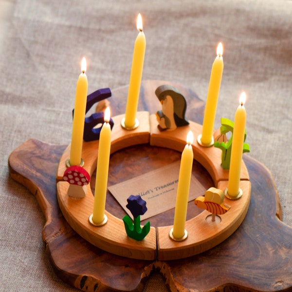 Waldorf Celebration / Birthday Ring Candles - Set of 6 Beeswax Candles