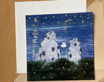 Father’s Mother’s Day at the river greeting card/ greeting card/ blank card/ folding card/ square card 5x5"/ cards for any occasion