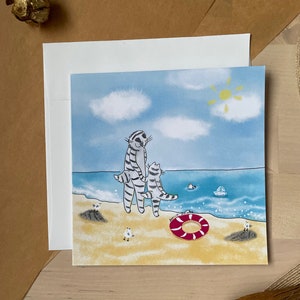 Carte de voeux pour la fête des pères à la plage/ carte de voeux/ carte vierge/ carte pliante/ carte carrée 5 x 5 po./ cartes pour toutes les occasions