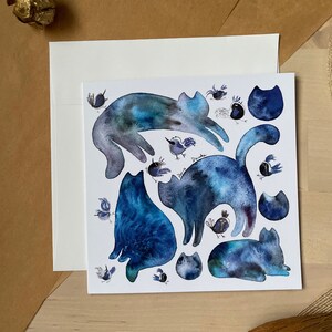 Chats galaxie/ carte de voeux/ carte vierge/ carte pliante/ carte carrée 5 x 5 po./ cartes pour toutes les occasions