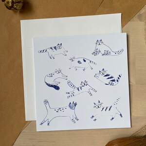 Blue cats/ greeting card/ blank card/ folding card/ square card 5x5"/ cards for any occasion