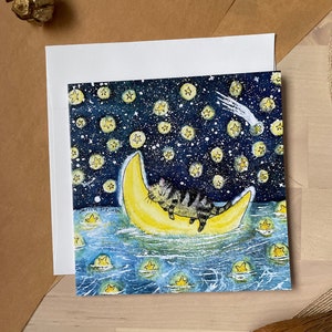 Carte carrée le monde des rêves/ étoile filante/ carte de voeux/ carte vierge/ carte pliante/ carte carrée 5 x 5 po./ cartes pour toutes les occasions