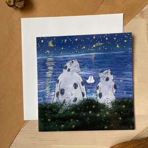 Tarjeta de felicitación para el Día de la Madre y el Padre en el río / Tarjeta de felicitación / Tarjeta en blanco / Tarjeta plegable / Tarjeta cuadrada de 5 x 5 " / Tarjetas para cualquier ocasión