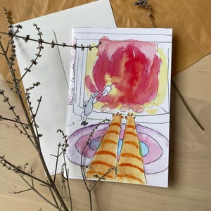 Amore semplice/biglietto d'auguri orizzontale/biglietto pieghevole/biglietto bianco di San Valentino/ogni occasione 4"x6"/biglietto a tema gatto/biglietto di San Valentino