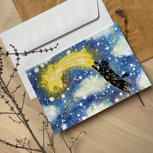 Montar una estrella / tarjeta de felicitación / tarjeta en blanco / tarjeta plegable / tarjeta horizontal de 4 x 6 "/ tarjetas para cualquier ocasión