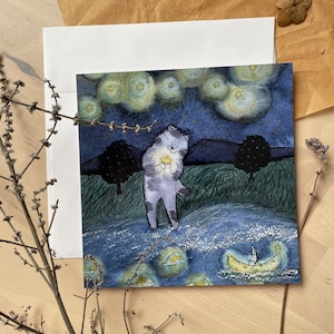 Biglietto quadrato: Notte stellata/Questo è amore/biglietto di auguri/biglietto vuoto/biglietto pieghevole/biglietto quadrato 5x5"/biglietti per ogni occasione