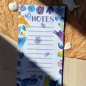 Cat notepad/ Notes/ Memo pad/ Cats and crystals
