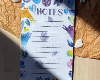 Cat notepad/ Notes/ Memo pad/ Cats and crystals