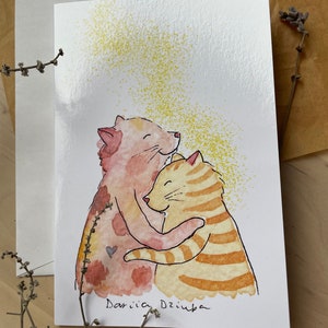Amore magico per gatti/biglietto di auguri orizzontale/biglietto pieghevole/biglietto vuoto per San Valentino/qualsiasi occasione 4"x6"/biglietto a tema gatto/biglietto di San Valentino