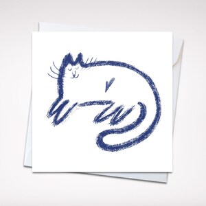 Carte de voeux confortable Cat Love 5 x 5 - Carte vierge simple sur le thème des chats avec enveloppe, parfaite pour les amoureux des chats et les occasions spéciales