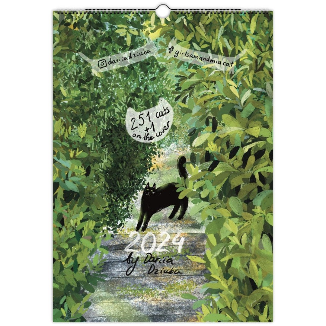 Vertical Cat Art Calendar 2024/ A3 Format 11.7x16.5/ Wall Calendar