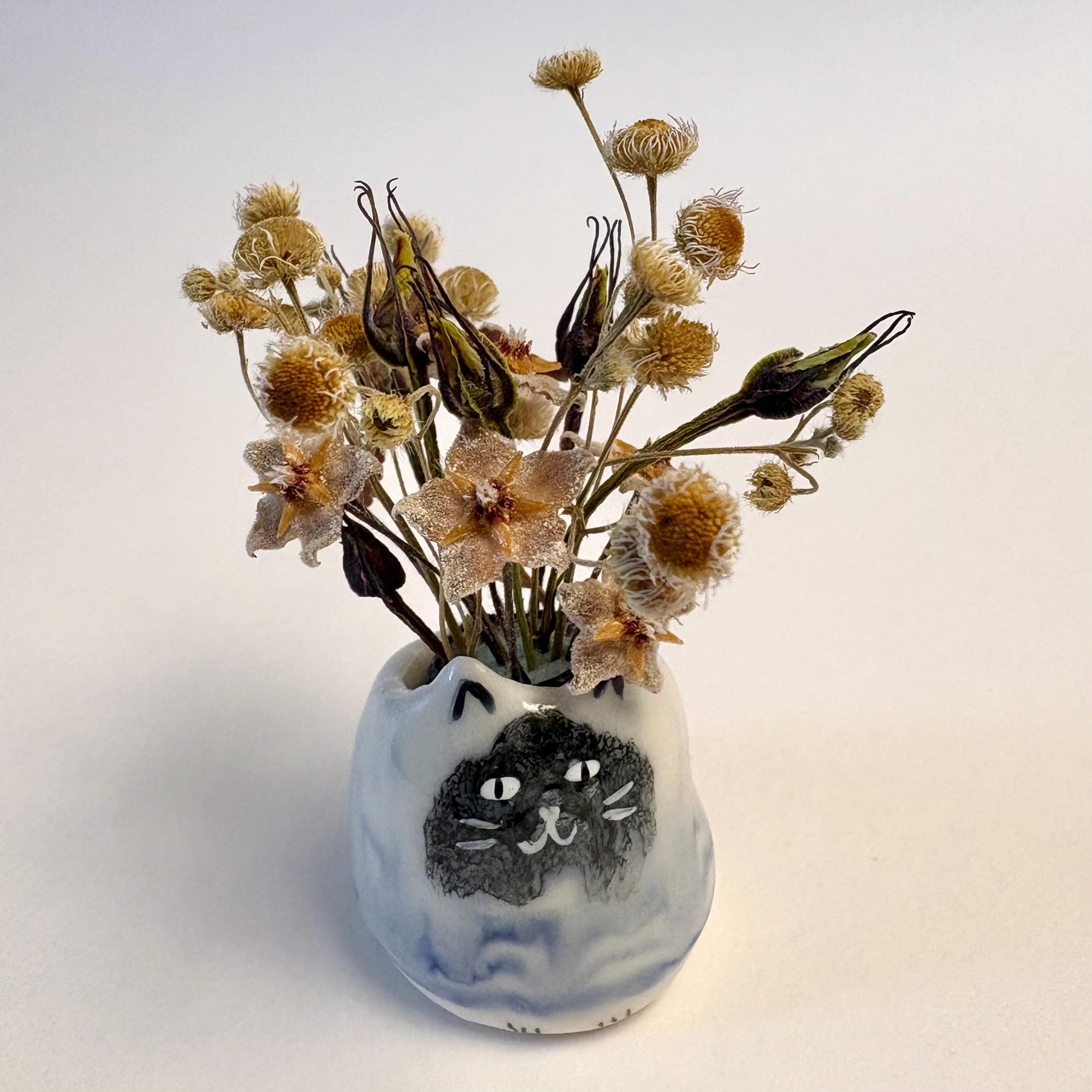 Vaso per fiori per gatti in ceramica, con foro di scarico, decorazione fai da te, amanti dei gatti o regalo di inaugurazione