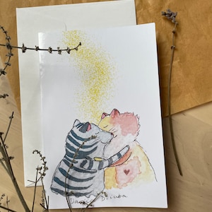Amore magico per gatti/biglietto di auguri orizzontale/biglietto pieghevole/biglietto vuoto per San Valentino/qualsiasi occasione 4"x6"/biglietto a tema gatto/biglietto di San Valentino