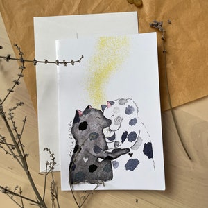 L'amour est magique/ carte de voeux horizontale/ carte pliante/ carte vierge de la saint-valentin/ toutes les occasions 4 x 6 po/carte sur le thème des chats/ carte de la Saint-Valentin