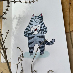 Vous avez l'amour mail/ carte de voeux horizontale/ carte pliante/ carte vierge de la saint-valentin/ toutes les occasions 4 x 6 po/carte sur le thème des chats/carte de la Saint-Valentin