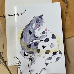 Carta difettosa/L'amore è magico/biglietto di auguri/biglietto pieghevole/biglietto vuoto di San Valentino/qualsiasi occasione 4"x6"/biglietto a tema gatto/biglietto di San Valentino
