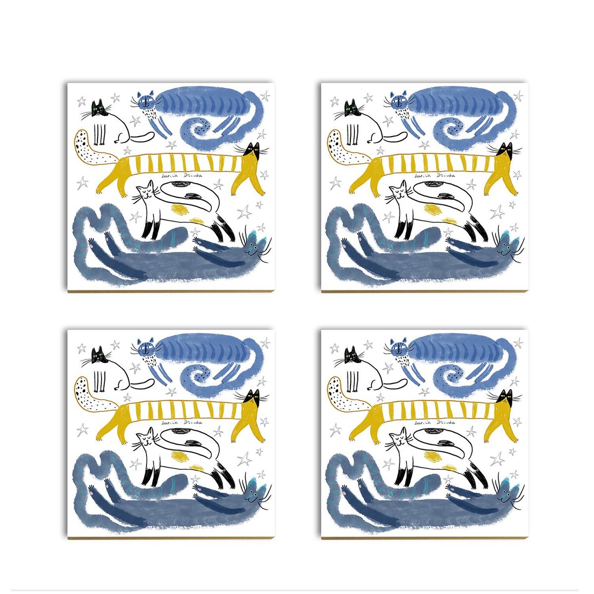 Absorbent Cat Art Ceramic Coaster With Cork Backing – Unique Cat Lover Gift - Etsy (set of 4)