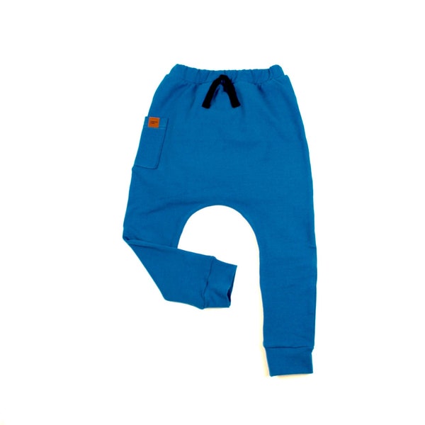 Kids Blue Pants,Kids Harem Pants,Kids Blue Harem Pants, Baby Toddler Boy Girl Harem Pants,Pocket Pants for Kids