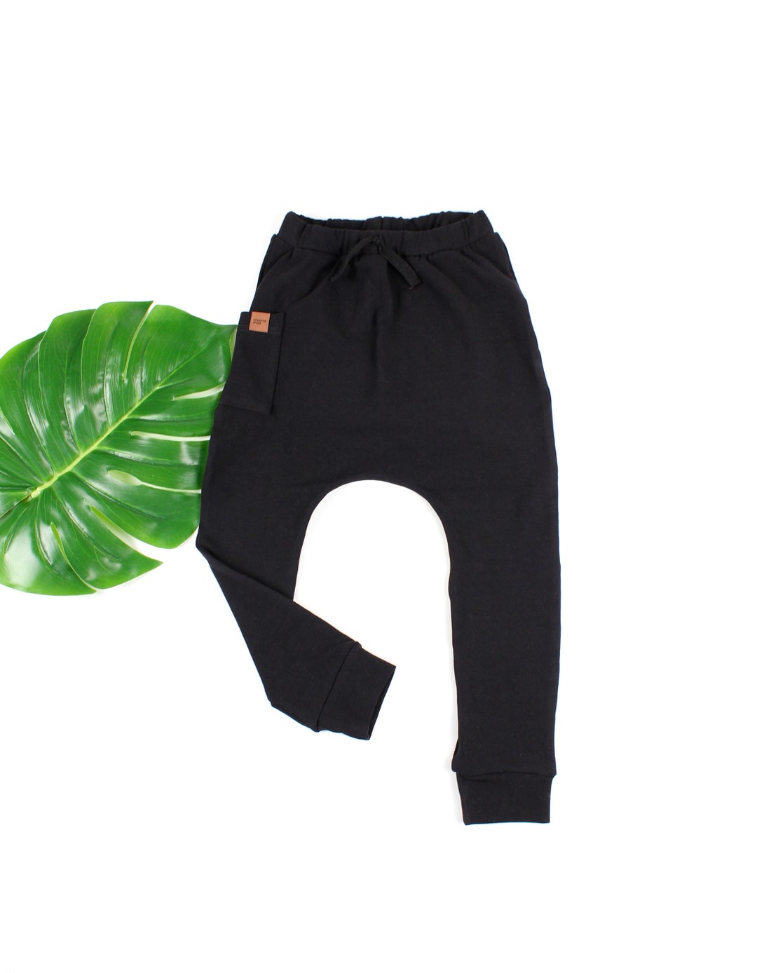 Kids Black Pants, Kids Black Harem Pants,soft Medium Weight Cotton Jersey Pants, Kids Baby