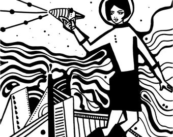 Raygun girl - A4 Signed Print