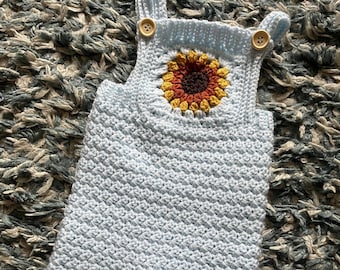 Hand Crocheted Sunflower Overalls