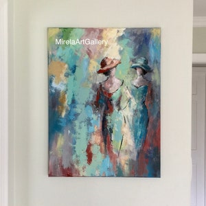 Abstract Woman Original Painting, Figure Painting on Canvas, Home Office Wall Decor, Palette Knife Fine Art, Housewarming Gift 24&quot;x18&quot;x.75&quot;