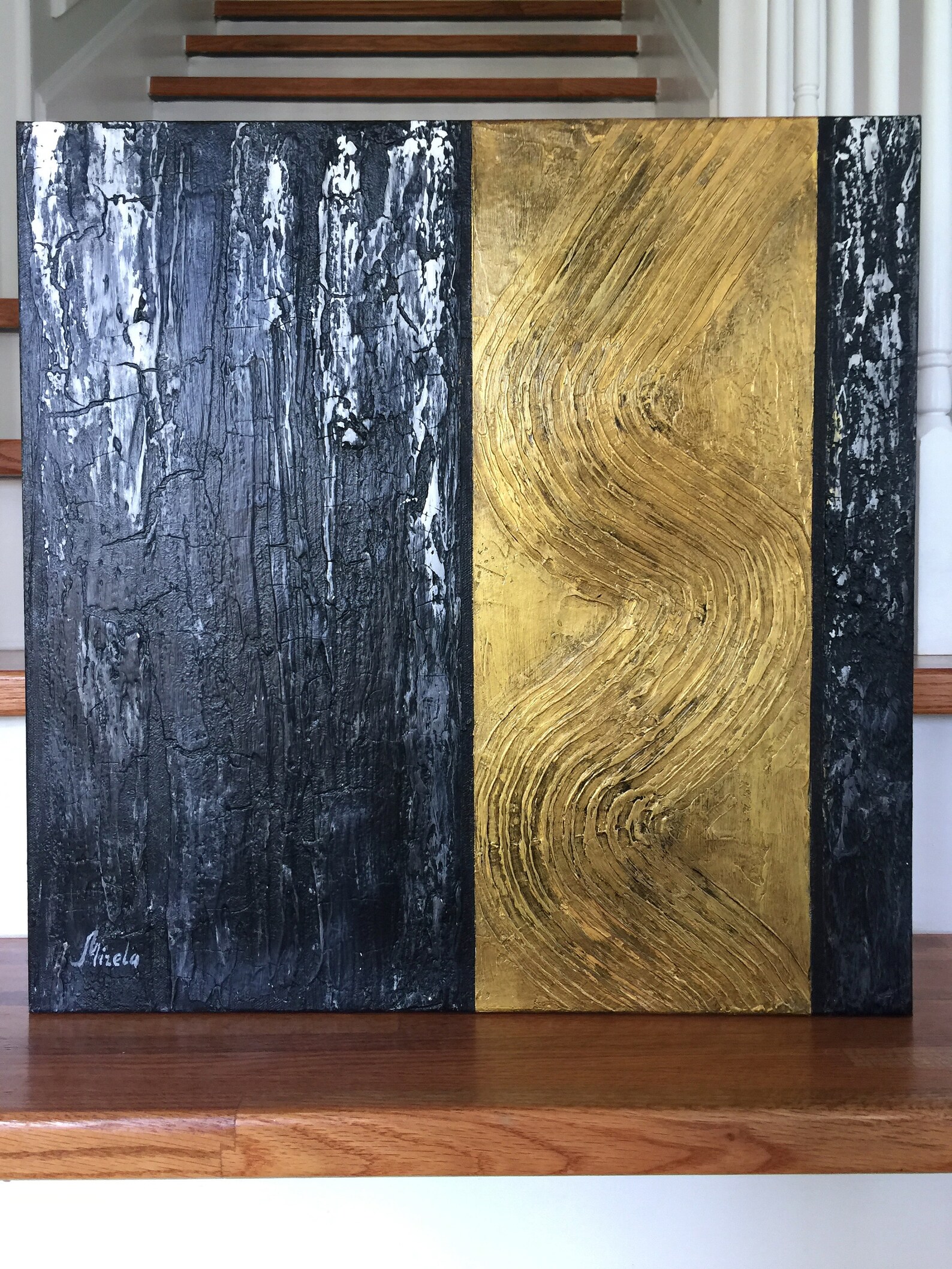 Gold & Black Painting. Original Textured Wall Art Home Office Etsy