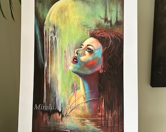 The Beauty of Light, Giclee Print of My Original Painting on Premium Matte Paper, Abstract Woman Portrait Home Office Wall Decor H=15"xW=10"