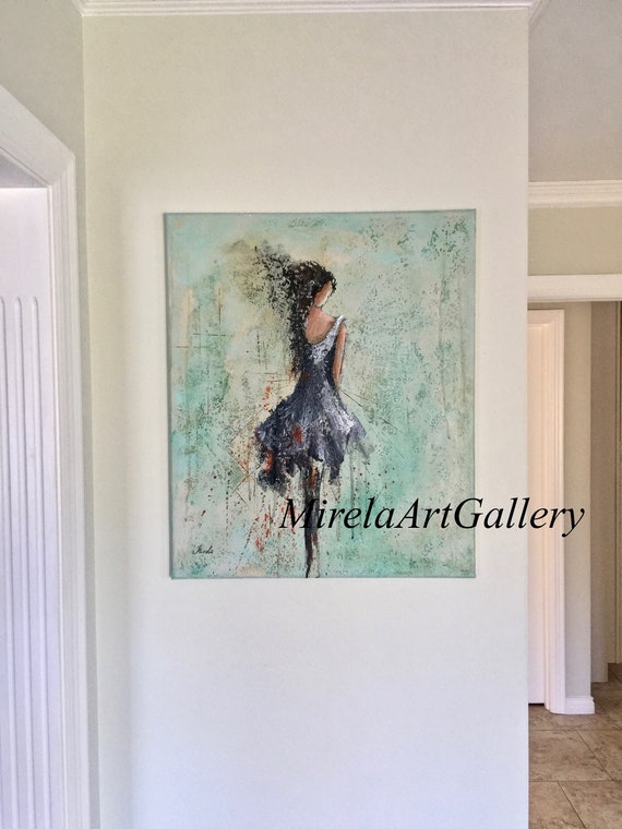 Original Abstract Woman Painting, Palette Knife Textured Canvas Art, 24x20