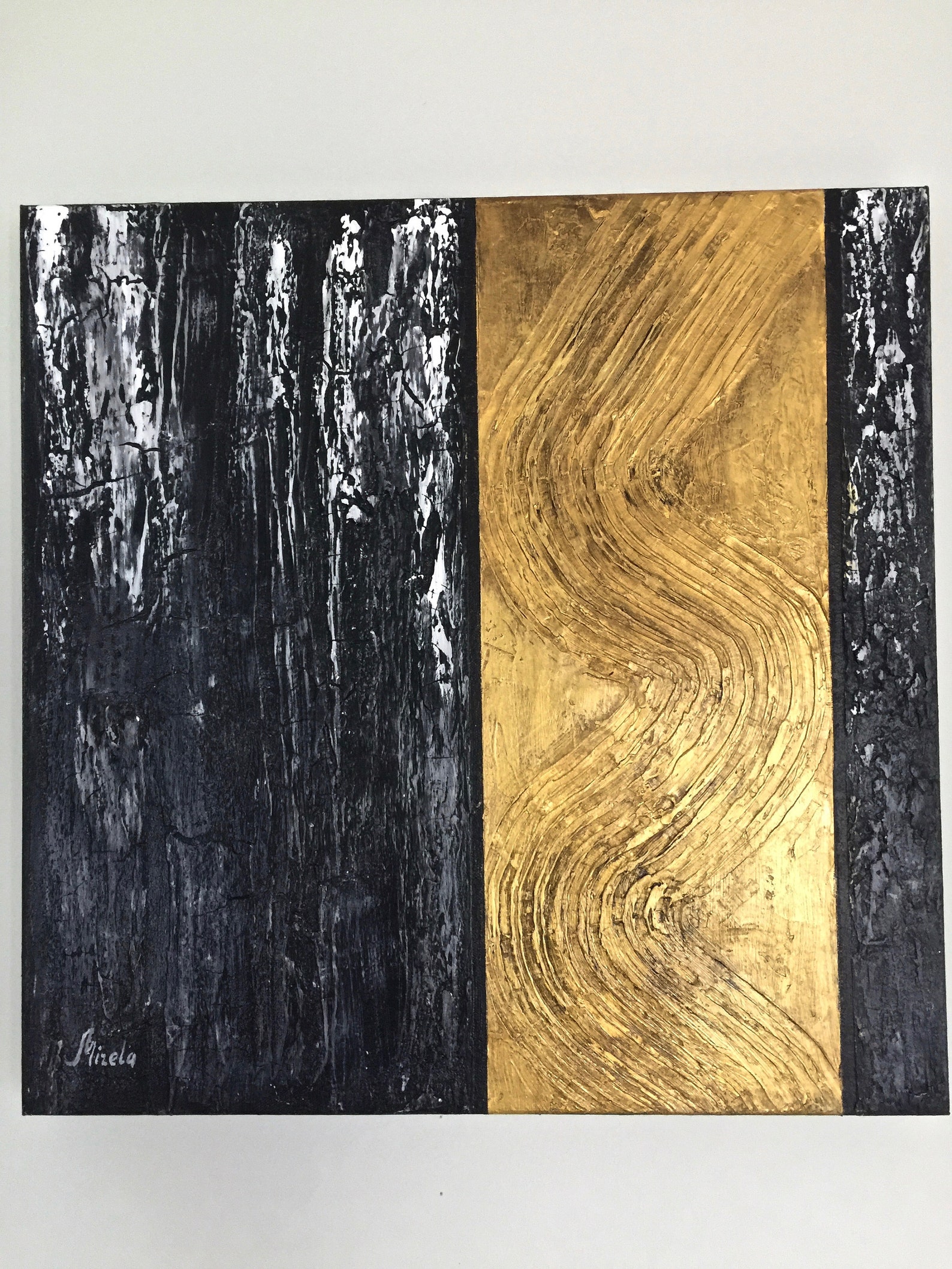 Gold & Black Painting. Original Textured Wall Art Home Office Etsy