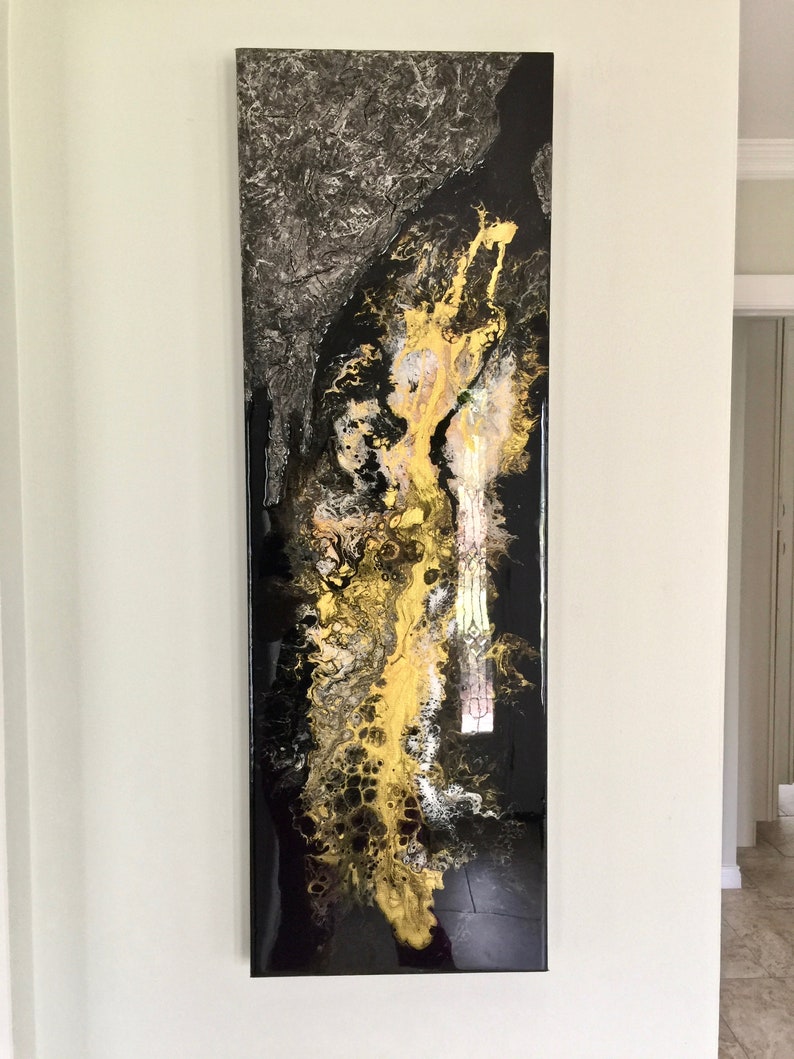 Modern Canvas Epoxy Resin Textured Painting. Contemporary Gold | Etsy