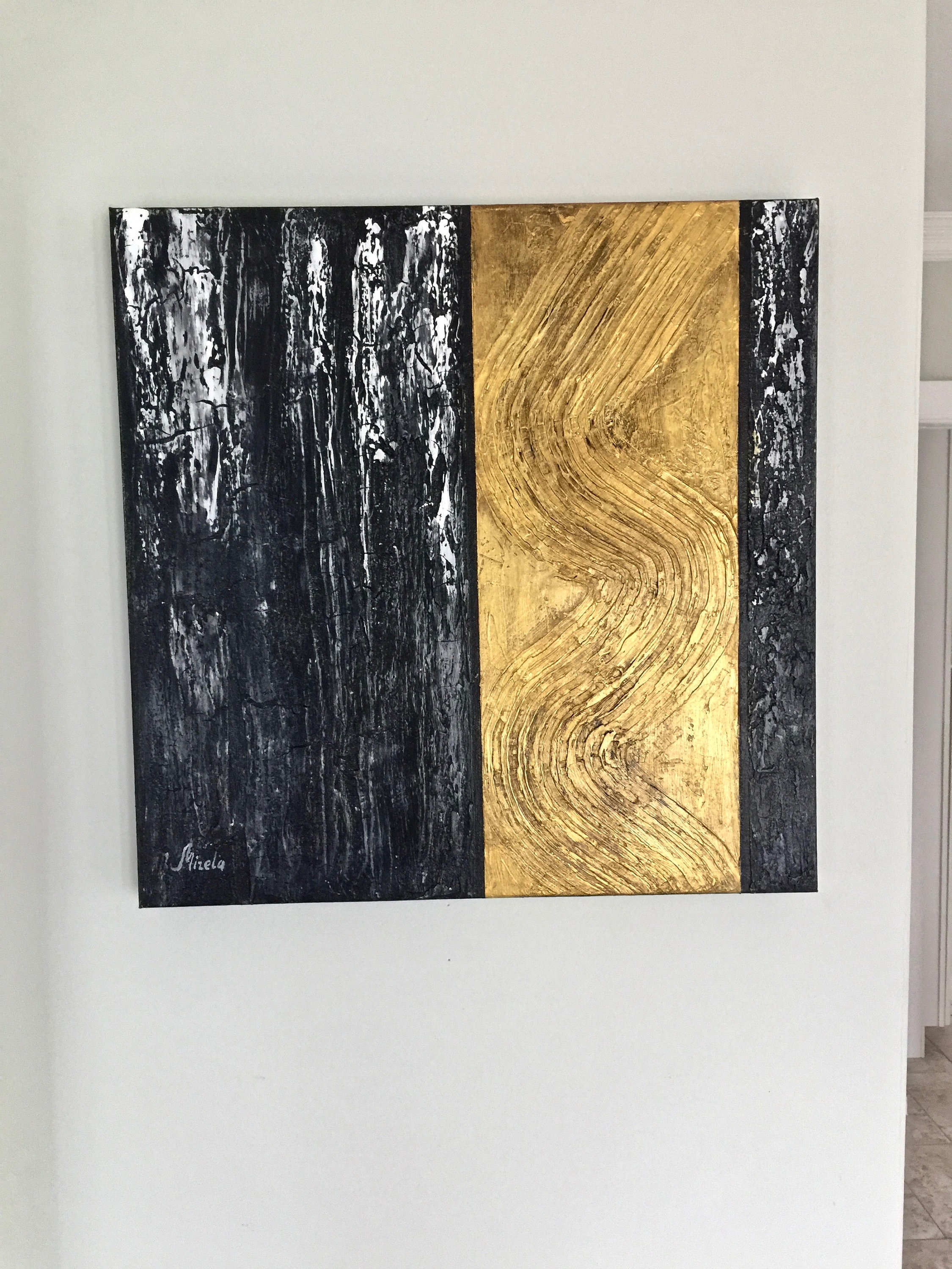 Gold & Black Painting. Original Textured Wall Art Home Office Etsy