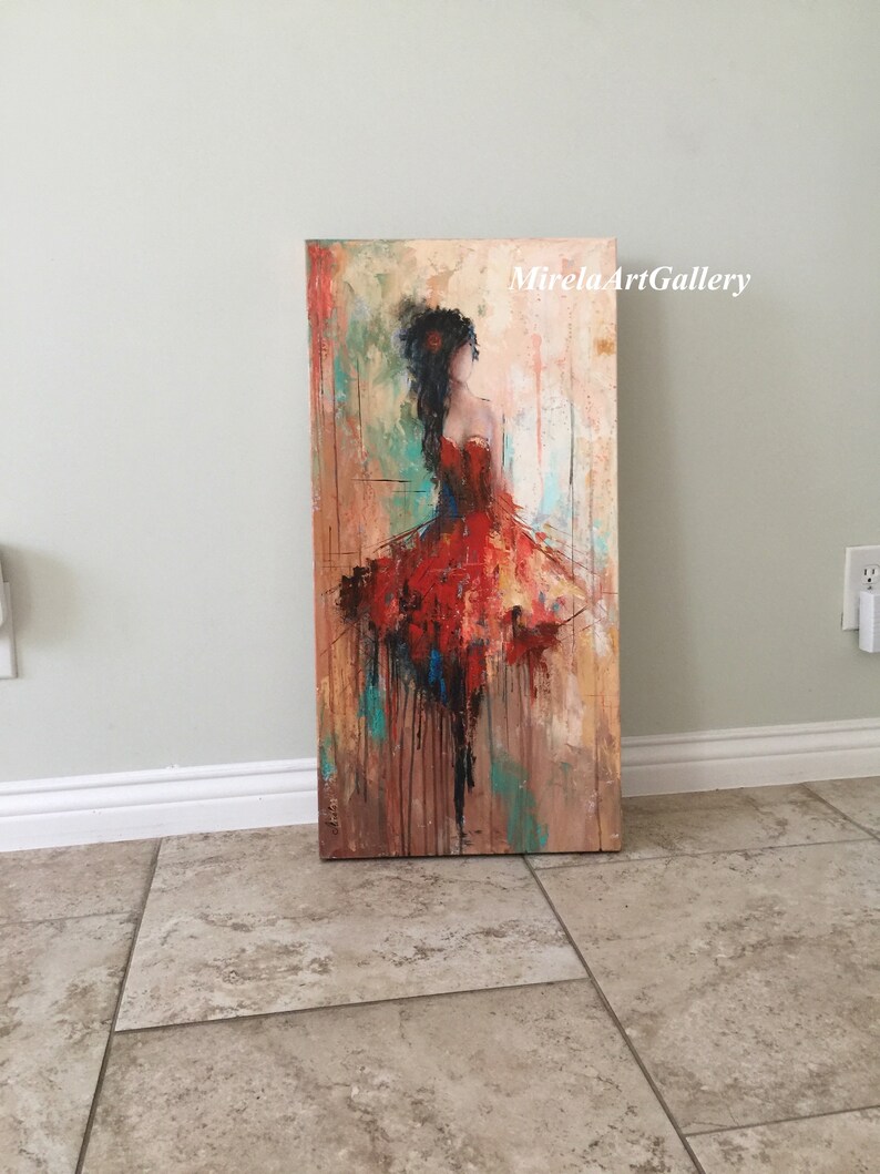 Handpaint Canvas Layered Painting Original Abstract Woman Etsy